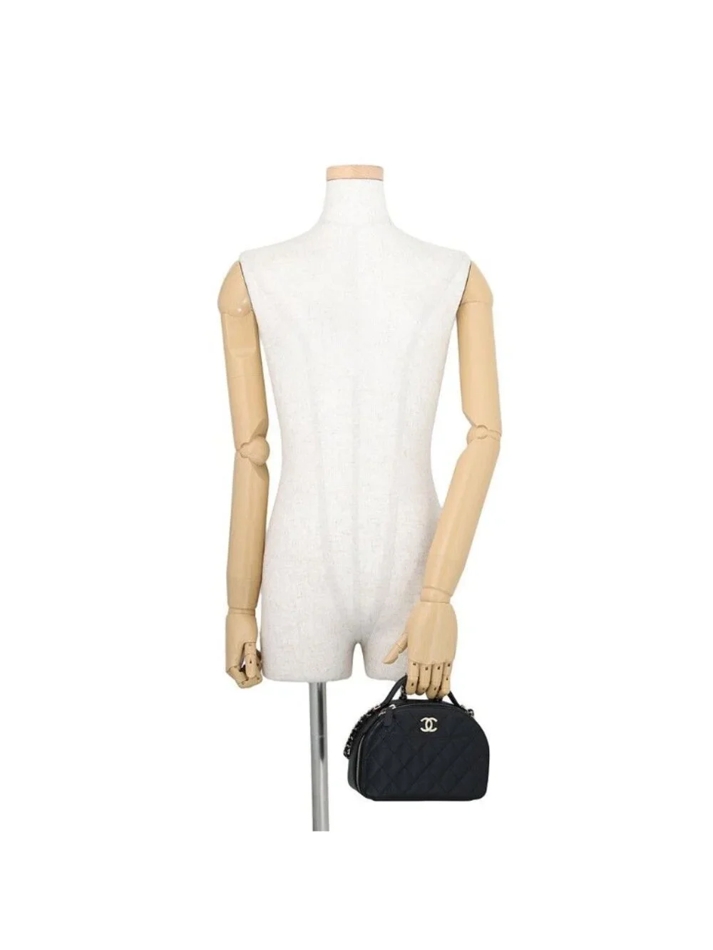 Chanel Chain Shoulder Bag Quilted CC Logo Caviar Leather Black